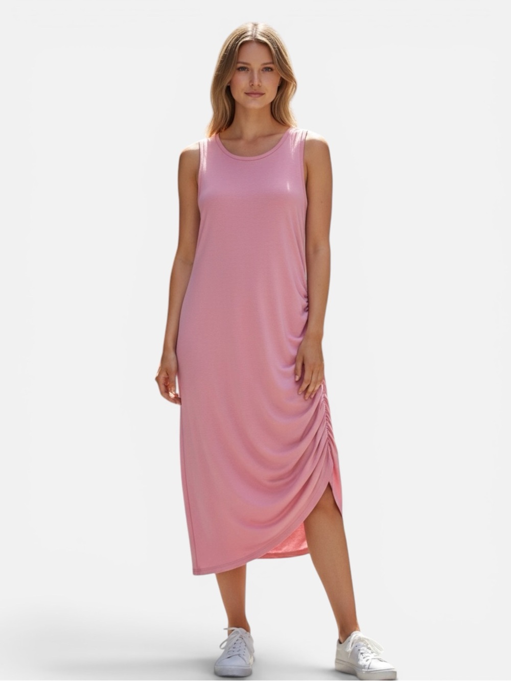 Leith  Draped, Lightweight  Midi Dress in Light Pink - NWOT